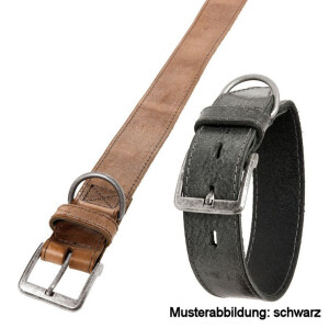 Karlie Bravery Hunde Leder Halsband Grau-Braun 45cmx40mm